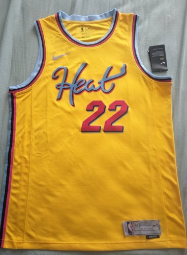 Miami Heat 22 Butler 21-22 Earned Edition jersey yellow player version